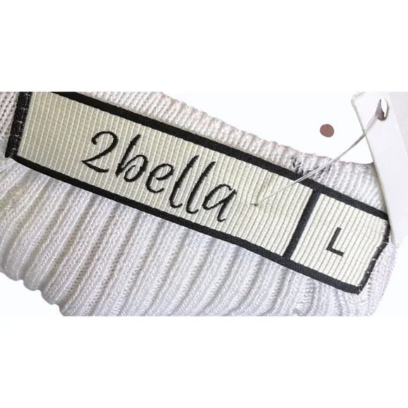 NWT 2Bella Cropped Ribbed Stretch Long Sleeve Top Snap Front L White Y2K Style - Picture 7 of 11